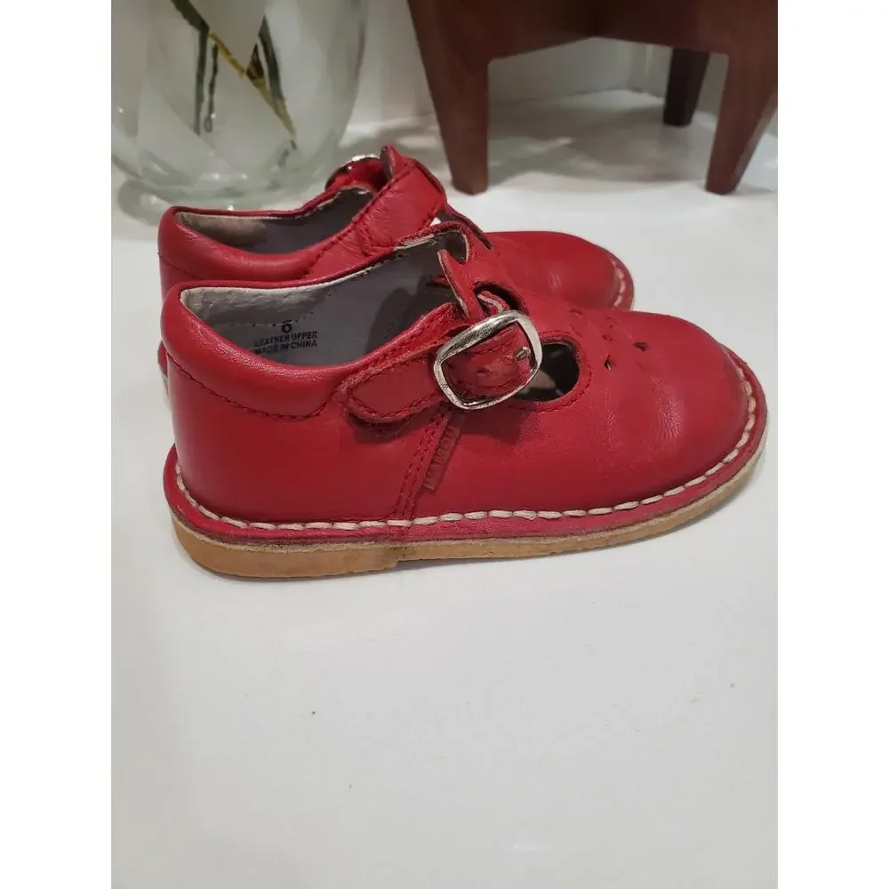 L'AMOUR Red Leather Mary Jane Girls Shoes Size 6